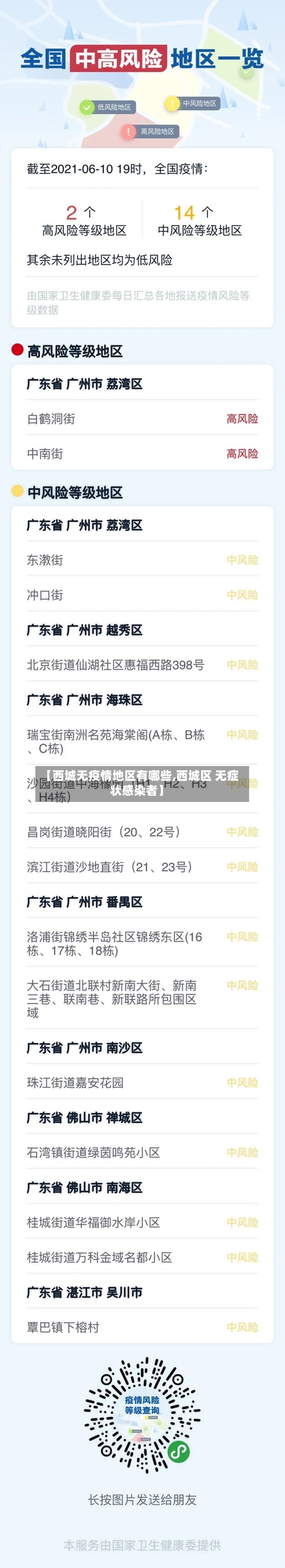 【西城无疫情地区有哪些,西城区 无症状感染者】