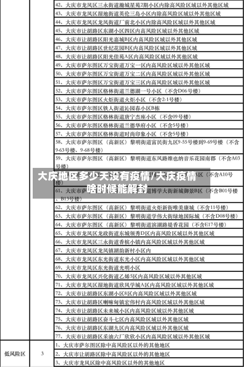 大庆地区多少天没有疫情/大庆疫情啥时候能解封