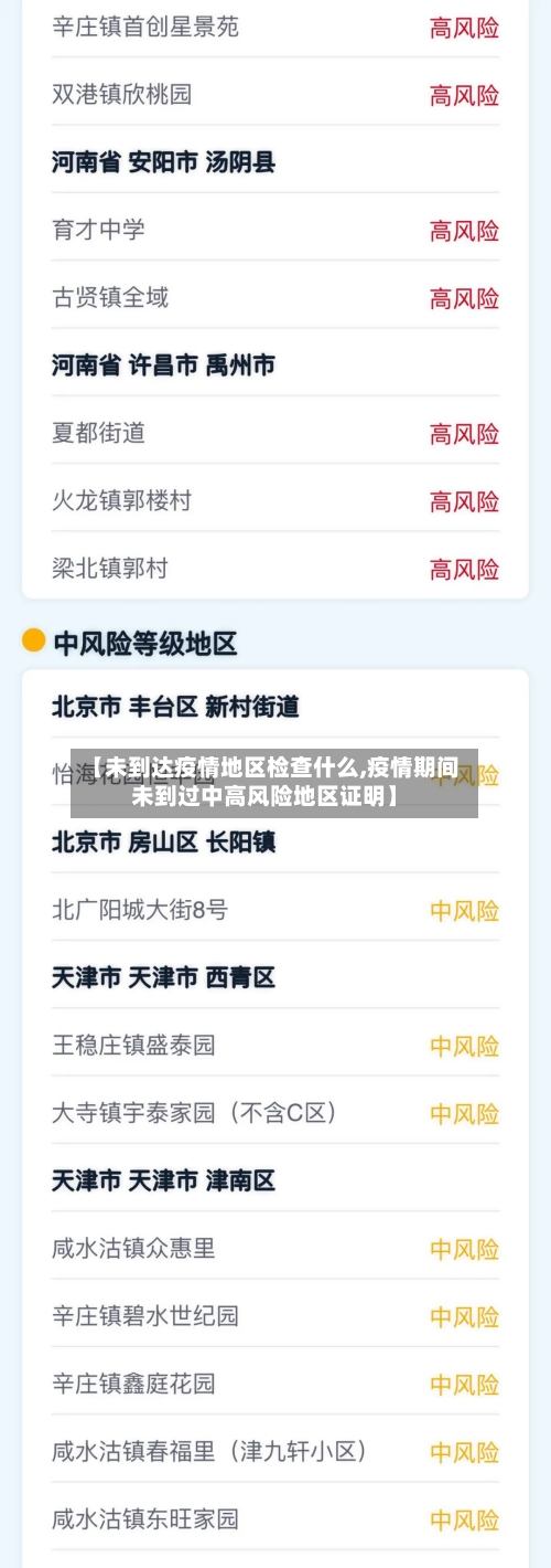 【未到达疫情地区检查什么,疫情期间未到过中高风险地区证明】