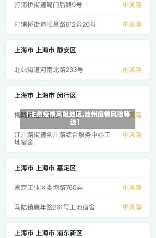 【池州疫情风险地区,池州疫情风险等级】